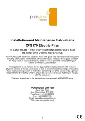 PUREGLOW XPG170 Installation And Maintenance Instructions Manual