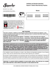 Superior Fireplaces WRE4536WS Assembly, Installation And Operation Instructions