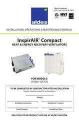 aldes H/E130 Installation, Operation & Maintenance Manual