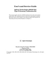 Agilent Technologies 85054D User's And Service Manual