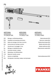 Franke 7612982279980 Installation And Operating Instructions Manual