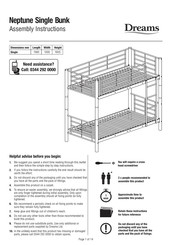 DREAMS Neptune Single Bunk Assembly Instructions Manual