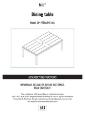 RST Mili OP-PETS8846-MIL Assembly Instructions Manual