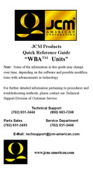 JCM WBA-11 Quick Reference Manual