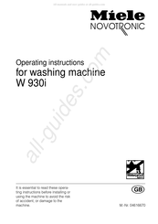 Miele W 930i Operating Instructions Manual