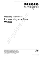 Miele W 820 Operating Instructions Manual