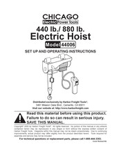 Chicago Electric 44006 Set Up And Operating Instructions Manual
