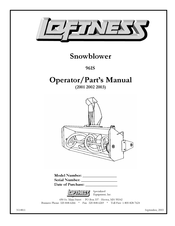 LOFTNESS 961S Operator's & Parts Manual