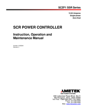 Ametek SCZF1 SSR Series Instruction, Operation And Maintenance Manual