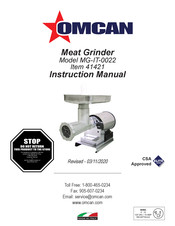 Omcan 41421 Instruction Manual