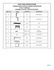 Sonoma 71SRRCU13 Assembly Instructions