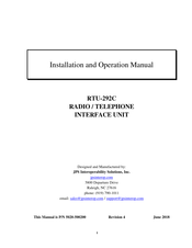 JPS RTU-292C Installation And Operation Manual