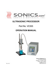 Sonics VC505 Operation Manual