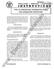 Westinghouse CA Installation, Operation & Maintenance Instructions Manual