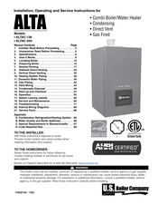 U.S. Boiler Company ALTA Series Installation, Operating And Service Instructions