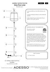 Adesso Daisy Floor Lamp Assembly Instruction
