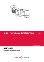 Pfeiffer Vacuum PU V72 0007 011 Supplementary Information