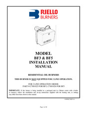 Riello Burners BF3 Installation Manual