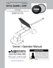 BROWN HTS3-3640BA Owner's/Operator's Manual
