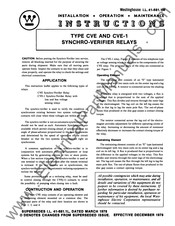 Westinghouse CVE-1 Installation, Operation & Maintenance Instructions Manual