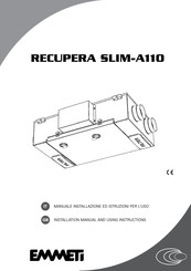 emmeti RECUPERA SLIM-A110 Installation Manual And Using Instructions