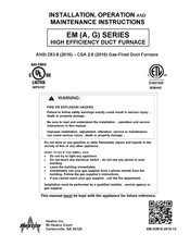 heatco EMA-225 Installation, Operation And Maintenance Instructions