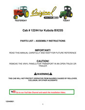 Original Tractor Cabs 12244 Assembly Instructions Manual