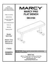 Impex MARCY PRO SB-5184 Owner's Manual
