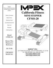 Impex California Fitness CFMS-20 Owner's Manual