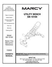 Impex MARCY SB-10100 Owner's Manual
