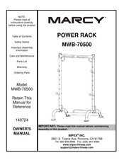 Impex MARCY MWB-70500 Owner's Manual