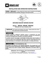 Space-Ray RSCA6 Installation & Operation Instructions