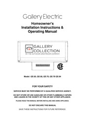 Outdoor GreatRoom Company Gallery Electric GE-70 Home Owner's Installation Instructions & Operating Manual