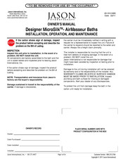 JASON Hydrotherapy Designer MicroSilk AirMasseur VL5535 Owner's Manual