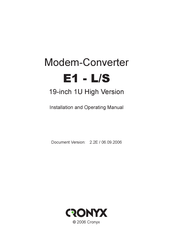 Cronyx E1 - L/S Nstallation And Operating Manual