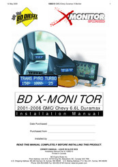 BD Diesel Performance BD-Power X-MONITOR Installation Manual