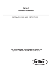 Belling BE816 Installation And User Instructions Manual
