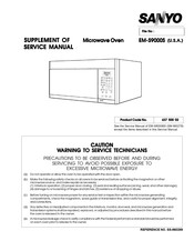 Sanyo EM-S9000S Supplement Of Service Manual