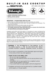 DeLonghi DEGCT212F series User Operating Instructions Manual