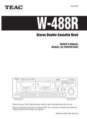 Teac W-488R Owner's Manual