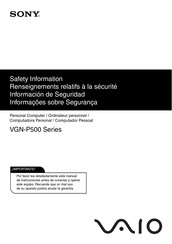 Sony VGN-P500 Series Safety Instructions