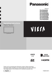 Panasonic VIERA TH-P42A20V Operating Instructions Manual