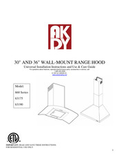 AKDY 63190 Universal Installation Instructions And Use & Care Manual