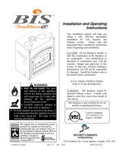 Security Chimneys International BIS Tradition CE Installation And Operating Instructions Manual