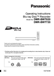Panasonic Diga DMR-BWT720 Operating Instructions Manual