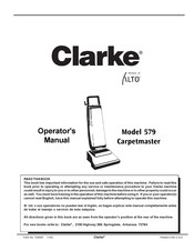 Clarke 579 Carpetmaster Operator's Manual
