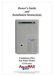 Aqua MAX CF20 series Owner's Manual And Installation Instructions