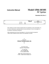 Cross Technologies 1584 Instruction Manual