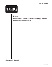 Toro TIMECUTTER Z18-52 Operator's Manual