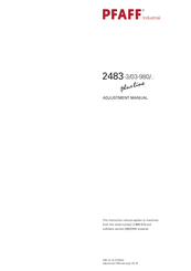 Pfaff PLUSLINE 2483-3/03-980 Series Adjustment Manual